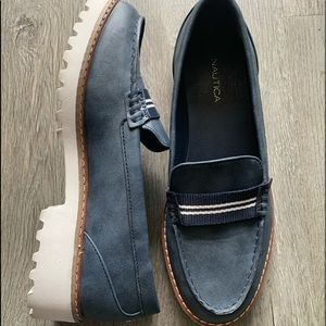 Nautica blue with white sole loafers